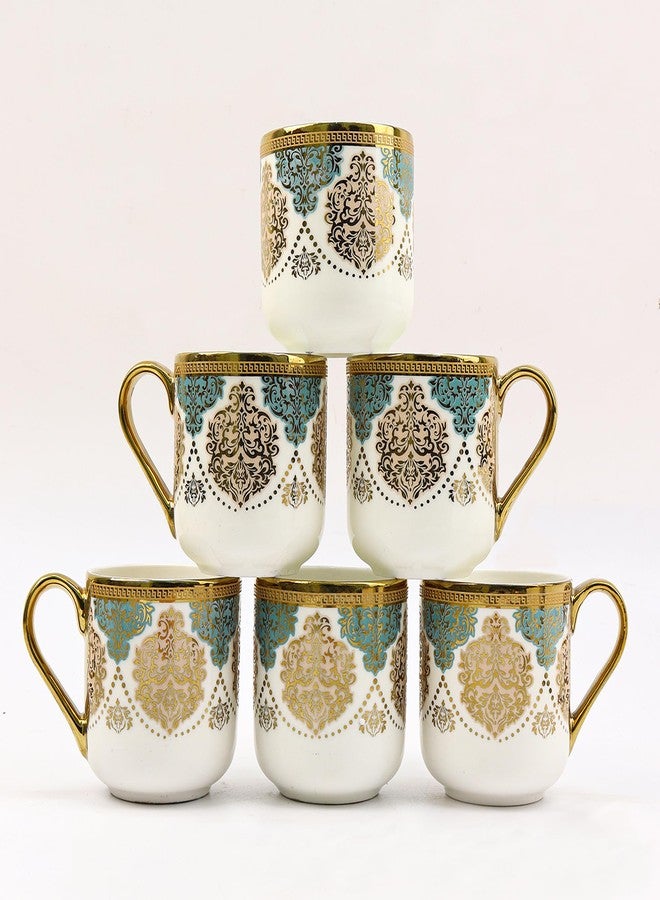 Femora Premium Ceramic Royal Crowned Coffee & Tea Cup | Finest Premium for Tea/Coffee/Hot Drinks | Set of 6 | Capacity- 180 ML | (Not Microwave Safe) - Image 3